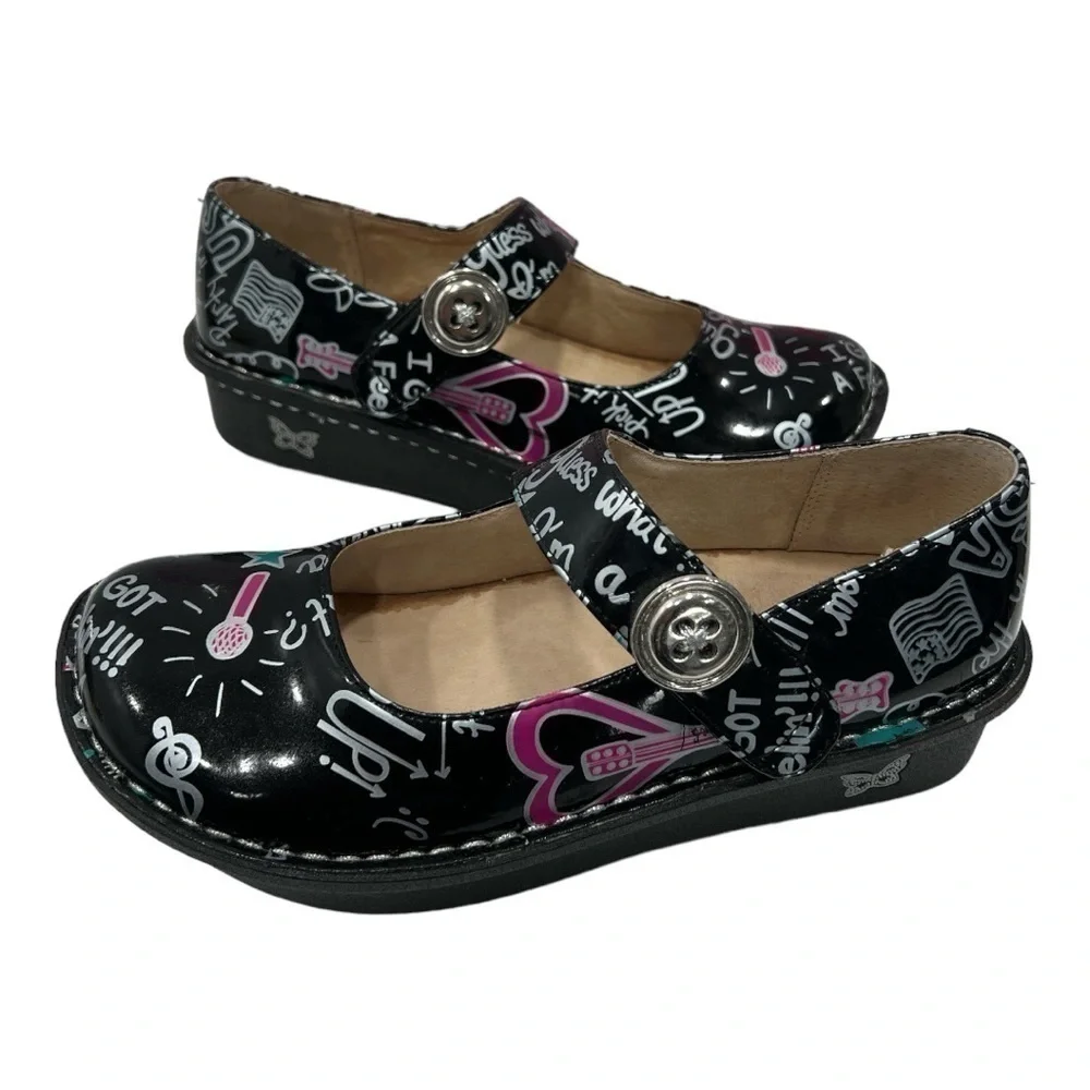 Alegria Girls Kids Vinca Paloma Rock Star Black Kids Shoes Clogs Size 4